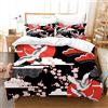 PORJDN Set di biancheria da letto in stile giapponese, motivo romantico, samurai giapponese, con motivo floreale botanico, federa stampata, 65 x 65 cm (stile C, 220 x 240 cm)