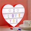 GEDEGOOK Light Box Forma di Cuore con 96 Lettere, 2 Pennarelli, Lavagna Luminosa con Lettere, Regalo Donna Compleanno, LED Scatola Scritte Luminosa per San Valentino&Matrimonio&Anniversario&Decorazioni Camera
