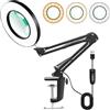 EHIOG Lampada LED da tavolo con lente d'ingrandimento 10X, 72 luci regolabili,3 Modalità Colore, 10 di Luminosità, braccio flessibile per manicure e lavori di precisione