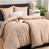 Utopia Bedding Copripiumino Una Piazza e Mezza 2 x 135x200cm, Beige | Microfibra 2 Copripiumino 135x200 cm con 2 Federe 80x80 cm, Certificato Oeko-TEX, facile da montare, ideale per case e hotel