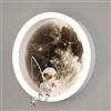 HTsilphelene LED bambini luce di luna parete luce, decorazione astronauta interna, 3000K 12W bambini circolare camera da letto Bianco