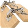 Furniware 2 Pezzi Cerniere Soft Close a 170 Gradi per Porte di Armadio, Cerniera per Armadio Senza Preforatura, Cerniera per Armadio da Cucina con Ammortizzatore, Supporto per Ante a Ribalta, Cerniera