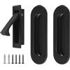 UFURMATE Maniglia per porta e tiratore d'angolo, a filo, in acciaio inossidabile, con tasche incassate, hardware per ante scorrevoli per armadio (nero), 1 set