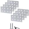 Marcopol Confezione da 8 connettori piatti in acciaio zincato, 30 x 60 x 2 mm, staffe di fissaggio, per riparazione, piastre zincate (8 pezzi, con viti)