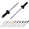Marcopol Confezione da 80 pezzi, rivetti ciechi verniciati 4,0 x 14 mm, a testa bombata, DIN 7337, rivetto in alluminio e mandrino in acciaio, rivetti a testa sferica (80, Nero metallizzato RAL 9005)