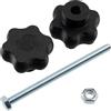 AERZETIX - Set di 4 manopole di serraggio M10 a forma di stella in plastica nera + 2 viti a 6 punte M10x150 mm e 2 dadi esagonali M10 | corsa di serraggio massima 110 mm