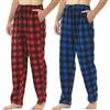 YUSHOW Pantaloni pigiama da uomo in pile, ultra morbidi, a quadri, con tasche, abbigliamento da casa, rosso/blu, XL