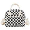 Nanxson Borsa pranzo isolata per donne uomini,12L grande capacità riutilizzabile Lunch Box Carino Corduroy Cooler Tote Borse per lavoro Picnic o viaggi(12L,Nero Beige Plaid)