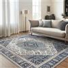 GENIMO - Tappeto Vintage 160x230cm - Antiscivolo, Facile da Pulire, Con Pelo Corto - Per Soggiorno, Camera da Letto - Blu Marino