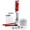 bamix M350 MAXX - Set frullatore a immersione con supporto, 2 bicchieri, 4 attrezzi, processore, spatola, spazzola per la pulizia, 300 Watt, prodotto in Svizzera, colore rosso e cromato