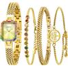 BERNY Orologio d'oro da donna Petite Bracelet Watch Cassa con pietre colorate 3ATM impermeabile Orologi da donna minimalisti e set di bracciali