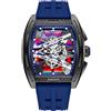 findtime Orologio da polso da uomo Tonneau Design Scavato Analogico al Quarzo Orologio Meccanico Grande Quadrante Colorato 5ATM Impermeabile Luminoso Orologi Militari Leggero Cinturino In Silicone