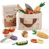 ROBOTIME Set di verdure in legno da tagliare per bambini 3+ | Da Raccogliere, Tagliare e Cucinare, con Coltello in Legno e Borsa in Tela, per Gioco di Ruolo e Storie in Cucina