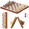 Syrace Set di scacchi magnetici da tavolo, per bambini e adulti, in legno, pieghevoli, intagliati a mano, da viaggio, con pezzi di gioco e slot per riporre oggetti, 40 cm (scacchi magnetici lussuosi)