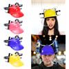 SZHXVIVISY Creativo cappello da birra soda birra bere casco pigro bevanda cappello per eventi sportivi contenitore di birra tappo con tubo mani libere partito distributore di bevande cappello da bere(giallo)