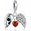 Annmors Ciondolo Argento Sterling 925 Charm Bead Compatibile Bracciale e Collane Europei Halloween Skull Dangle Perline zirconi Natale,San Valentino,festa della mamma,ciondoli regalo per donne ragazze