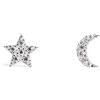 SINGULARU - Orecchini Moon & Star Argento. Argento Sterling 925 con Placcatura Rodio. Chiusura a Pressione. Gioielli da Donna