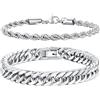 Richsteel Set di 2/3 Braccialetti in Acciaio Inossidabile di Alta Qualità Bracciale Uomo Argento Nero Oro Lunghezze 19cm 21cm 23cm Catena Cubana