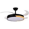 DRW Ventilatore da soffitto con Luce e 4 Pale retrattili in Nero e Legno Cibeles 53x106x106 cm
