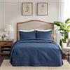 Madison Park Quebec Split Corner Quilted Bedspread Classic Traditional Design All Season, Lightweight, Bedding Set, Matching Shams, King, Damask Quilted Navy 3 Piece