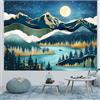 Accnicc Arazzo con luna di montagna (verde acqua, 122 x 91 cm)