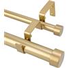 OLV Bastone per tende doppio, color oro, da 91,4 a 182,9 cm (0,9-1,8 m), asta telescopica per tende da 2,5 cm con terminali terminali