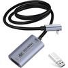 Guermok Carte de Capture Vidéo 4K 60FPS, USB-C coudé en L, 1 m, 1080P 240FPS USB3.0 HDMI vers USB A/C pour Streaming, Compatible Pad, Switch 2/1, Quest 3, Mac, PC, OBS