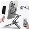 Lamicall 5 IN 1 Treppiede Smartphone, Mini Treppiede per Magsafe -[Compatto]Treppiede Tavolo Alluminio, Vite da 1/4 & Arca-Swiss, Porta Telefono Magnetico con Gancio Nascosto, Ideale per Vlog Viaggio