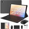 LEVIRTU Android 14 Tablet 10,3 Pollici, Octa-Core 2.0 GHz, 2K FHD, 2.4G+5G WiFi, 36GB RAM+256GB ROM (2TB TF), 8000mAh, 13MP+8MP, GPS, Bluetooth 5.0, Face ID, Tablet con Tastiera, Mouse (Nero)
