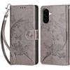 KENHONER Cover Compatibile con Samsung Galaxy A56, Resistente Pelle PU Flip Libro Custodia [Protezione Completa] [Slot per Scheda] [Funzione di Supporto], Grigio Farfalla