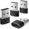 BASESAILOR Adattatore USB a USB C Auto 4Pezzi,Caricatore CarPlay Cavo Tipo C Femmina USBA Maschio,Convertitore USBC per iPhone 17 17e Air 16 16e 15 Pro Max,Samsung S26 A56,Non per iPad/Magsafe/HomePod