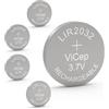 ViCep 5-Pack Batteria ricaricabile 2032 LIR2032H 3,7 V batteria a bottone agli ioni di litio 70 mAh alta capacità