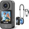 SJCAM C400 Pocket Kit POV(0 G), Vlog camera, 172min di durata della batteria, Action cam 4k sportiva con doppio touch screen, impermeabile 30 metri, per Live, YouTube, Viaggi, Attività,Nero