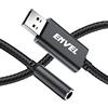 ENVEL Adattatore USB Jack Audio 3,5 mm Doppio per Cuffie Microfono Scheda Audio Esterna TRRS a 4 poli Cavo aux USB Maschio a Jack Femmina Compatibile con Cuffie Gaming PC Laptop PS4 Linux, NERO