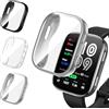 iVoler 3 Pezzi Clear Cover con Pellicola Protettiva per Amazfit Bip 6, Copertura Completa Custodia Anti-Graffio Ultra Sottile Morbida TPU Case, Trasparente + Nero + Argento