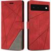 SONWO Cover per Google Pixel 6 Custodia, Flip Caso in PU Pelle Case Cover Premium Portafoglio Custodia per Google Pixel 6, Supporto Stand, Slot per Schede, Rosso