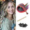 OBSEWAU 26 Pezzi Extension Capelli Colorate, Estensioni delle Piume dei Capelli, Extension per Parrucca Sintetici con 50 Anello per parrucca e 1 Uncinetto, per Ragazza Bambine Feste