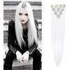 Cybelleza Extension Clip Capelli Lisci 60cm 8 Fasce Estensioni per Capelli Sintetici Lunghi Finti Allugamento Effetto Naturale Dritti Full Head Set Posticci per Donna (Bianco)