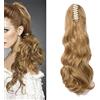 Cybelleza Coda Capelli Extension Coda di Cavallo Estensioni per Capelli Ricci Mossi Ondulati Lunghi Sintetici Ponytail Claw Posticci Parruchino Donna,Biondo scuro