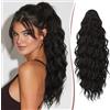 RUWISS Coda Capelli Extension Ricci con Pinza per Donne, 50cm Coda Finta Capelli Afro Coda di Cavallo Ondulato Sintetico con Clip, Nero Marrone