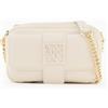 Armani Exchange Susy, Essential, Sustaible, Soft, Chain Shoulder Strap, Borsa Messenger Donna, Bianco Sporco