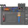 EEEKit Tappetino saldatura silicone: Tappetino riparazione 45/30 cm | Grigio & magnetico - Resiste a 500 °C - Con vaschette per viti - Per saldatore, elettronica, smartphone & laptop