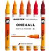Molotow One4All 127HS - Set di 6 pennarelli acrilici (spessore del tratto 2,0 mm, altamente coprenti e permanenti, ad asciugatura rapida, ricaricabili, per quasi tutte le superfici, 6 pezzi assortiti