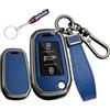 Ysbxitu Chiave pieghevole telecomando cover adatta per Peugeot 208 307 308 407 508 2008 3008 5008 Traveller Citroen C3 C4 C4L C5 Picasso Ople Custodia con portachiavi in pelle B blu