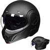 ILM Casco Moto Modulare Integrale per Uomo e Donna Apribile ATV UTV con Mentoniera Reversibile a 180°ECE Model-B707,Nero Opaco, S