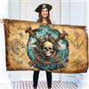 KASKANA Bandiera dei pirati 90 x 150 cm con occhielli, grande bandiera dei pirati per bambini, stampa digitale vivida, bandiera dei pirati, bandiera Jolly Roger, doppia cucitura