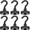 Wukong 32mm Ganci Magnetici Neodimio, 6 Pezzi Calamite Potenti, 34KG(75LB) Calamite Neodimio, Gancio Magnetico Extra Forti per Cucina, Magazzino e Esterno