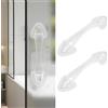 Elistonie 2 maniglie adesive in acrilico, autoadesive, per porte scorrevoli, maniglie per porta della doccia, senza trapano, per armadietti dei medicinali, armadi, cassetti, porte, balconi, porte (2,