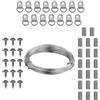 EASYKEENECOM 2 mm x 10 m filo per appendere immagini in acciaio inox, per appendere immagini a specchio, con 20 tubi da schiacciamento, 15 ganci a D e viti