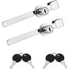 nanaxagly Sliding Glass Door Ratchet Lock, Drawer Display Case Showcase Security Locks, Sawtooth Lock, Chrome Finish, Fit Thickness 0.15-0.3 (2 pezzi)